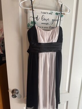 City Triangles Black and White Spaghetti Strap Prom Dress